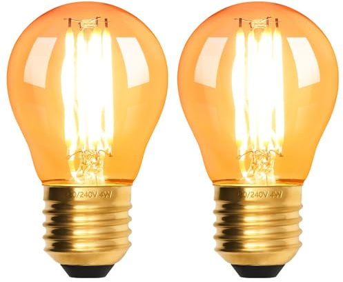 Terafeels 2 Pack E27 Vintage LED Light Bulbs, G45, 4W, 220-240V, 2200K Warm Amber Glow, Amber Glass, Edison Screw in Light Bulb for Lamp