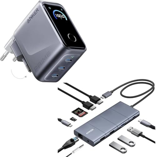 Anker Prime USB C Ladegerät (160W 3 Ports) + Anker USB-C Hub (11-in-1)