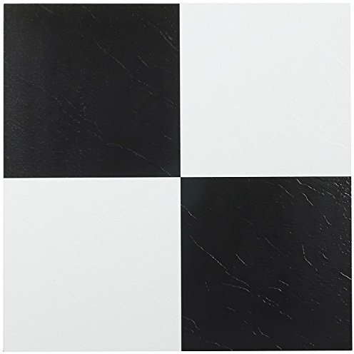 Achim Home Furnishings FTVSO10320 FTVSO10220 Vinyl-Bodenbelag, schwarz/weiß, 20 Tiles