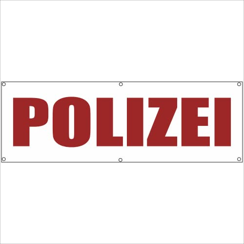Indigos UG - Plane wasserdicht Gerüstplane - p112 - Polizei - Banner - 200 cm x 67 cm - Baustelle, Garten, Zaun oder Veranstaltung im Sommer - Werbeplane, Werbung