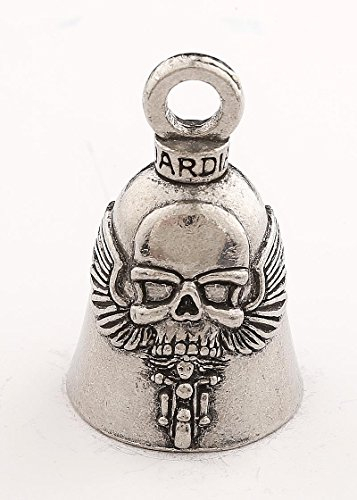 Guardian Bell GBGHST Ghost Rider Totenkopf auf Motorrad Biker Luck Gremlin Reitglocke oder Schlüsselanhänger, Silber, 3,8 cm