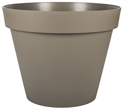 EDA - Pot de Fleur Rond Toscane Ø 60 cm - Volume 76 L - Ø 59 x H.47 cm - Taupe
