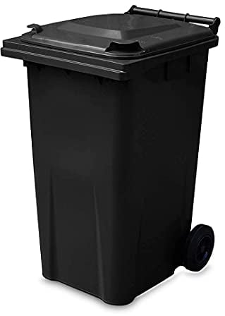 Yellowshield 240 Litre Wheelie Bin - GREY/BLACK (Standard Household Size) - EN 840 standard, Most Popular Bin