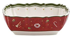 Villeroy & Boch Toy's Delight Fuente para servir rectangular, Porcelana Premium, Blanco/Rojo