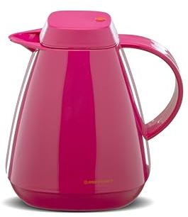 ROTPUNKT Isolierkanne 650 I 1,0 Liter I Glaseinsatz- Geschmacksneutral I Thermosflasche I Thermoskanne I 24h Heiß / 36h Kalt I Robust u. Langlebig I schadstoffrei I Raspberry