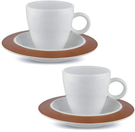 Alessi TAC1/76SCU Set, bestehend aus zwei Tassen mit Untertassen, Porcelain, weiß