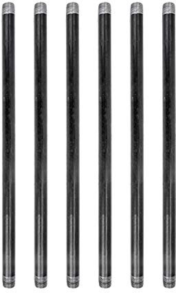 PIPE DÉCOR Temperguss-Rohr, 1,27 cm x 45,7 cm, vorgeschnittene Verbindungsstücke, Industriestahlgrau, passend für Standard-1,27 cm schwarze Gewinderohre, Nippel und Armaturen, Vintage-Möbel, 6 Stück