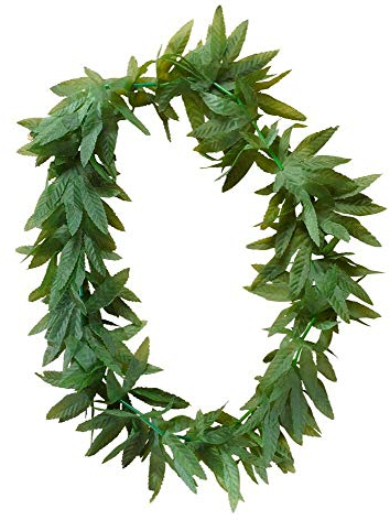 shoperama Hawaii Cannabis Kette Mary Jaane Hanf Rastaman Hippie Festival Beach-Party Hals-Schmuck Kostüm-Zubehör Dekoration