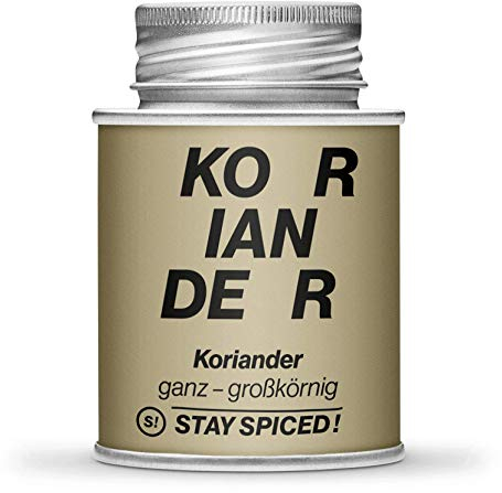Koriander Ganz von STAY SPICED ! Großkörniges Koriander Gewürz mit hohem Magnesium Gehalt I Füllgewicht 30g | 170ml Schraubdose aus Weißblech zu 100% recyclebar