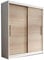 MOEBLO Kleiderschrank Schwebetürenschrankmit Spiegel 2-türig Schrank mit 6 Einlegeböden und Kleiderstange Gaderobe Schiebtüren BxHxT 150x200x61 Lara 04 (Weiß + Sonoma)
