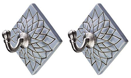 Tranquillo 2 Garderobenhaken Wandhaken Kleiderhaken grau Keramikverzierung 9x9 cm