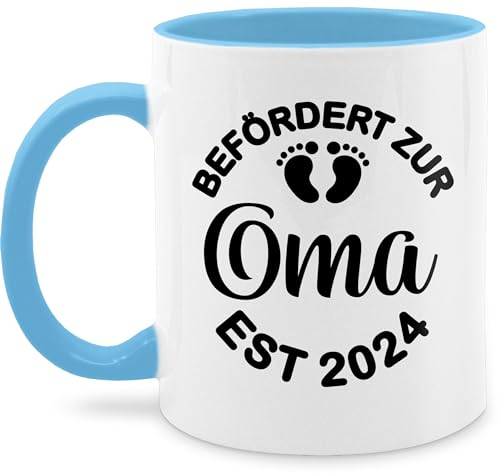 Tasse Tassen 325ml - Großmutter - Befördert zur Oma 2025 - schwarz - 325 ml - Hellblau - geschenk für geburt oma-tasse omi werdende omas fanmug befoerdert omilein grandma kaffeetassen du wirst