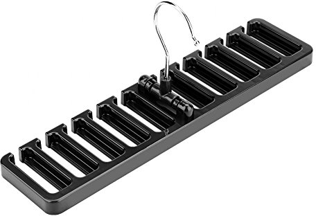 MAGT Krawattenhalter, 10 Slot Gürtelbügel Krawattenbügel Gürtelhalter Organizer Robuster Kleiderbügel Kunststoffschrank Kleiderschrank Platzsparer(Schwarz)