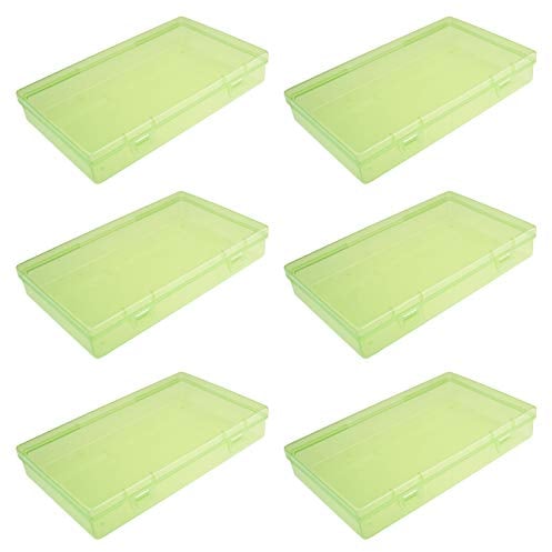 LJY 6 Pieces Rectangular Empty Mini Clear Plastic Organizer Storage Box Containers with Hinged Lids (Green, 180 x 110 x 30 mm)