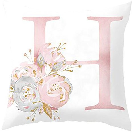 HshDUti Alphabet Kissenbezüge, Samt Zierkissenbezug, ohne Füllung-kissenhülle Dekorative Buchstabe Kissenbezug mit Verstecktem Reißverschluss für Sofa, Couch, Zimmer, DIY Name, 45 x 45 cm H