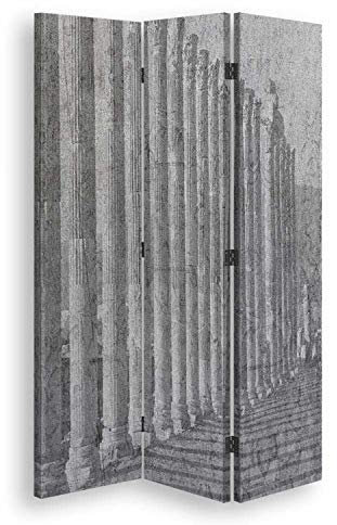 Trennwand Pinnwand Textur 110x170 cm Paravent 3 TLG drehbar 360 Grad beidseitig Säulen Grau