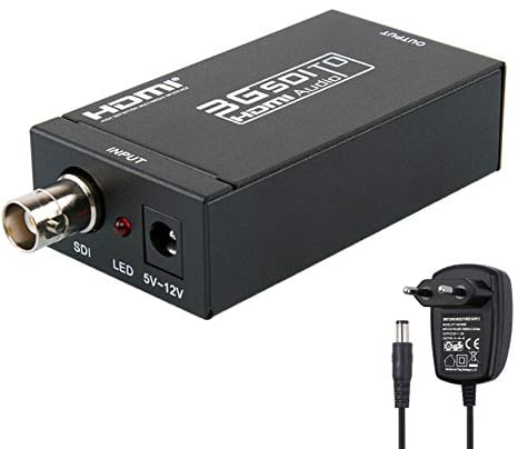 GRACETOP Convertitore SDI a HDMI Full HD 1080P 50HZ/60HZ Adattatore da SDI a HDMI con 5 V Power Convertitore 3G-SDI HD-SDI SD-SDI a HDMI Audio Video Supporta Solo BNC Maschio per Monitor, HDMI TV HD