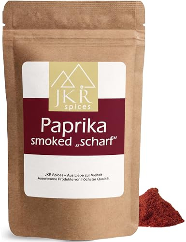 JKR Spices 1000g Smoked Paprika Scharf | Feines geräuchertes Paprikapulver scharf | Pikante Paprika Geräuchert | Paprikapulver Geräuchert im wiederverschließbaren Doypack