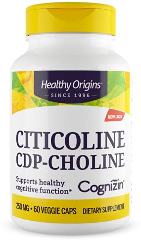 Healthy Origins, Citicoline CDP-Choline avec Cognizine, 250 mg, 60 Gélules végétaliennes, Sans Gluten, Sans Soja, Végétarien