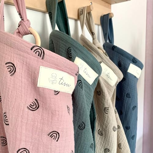 TISU Stillbezug zum Stillen und Pumpen von Babys, vielseitig verwendbar, für Autositz, atmungsaktiv, weiche Bio-Musselin-Baumwolle, Stillschürze und Schal, Pastellfarben (Beige/Regenbogen)