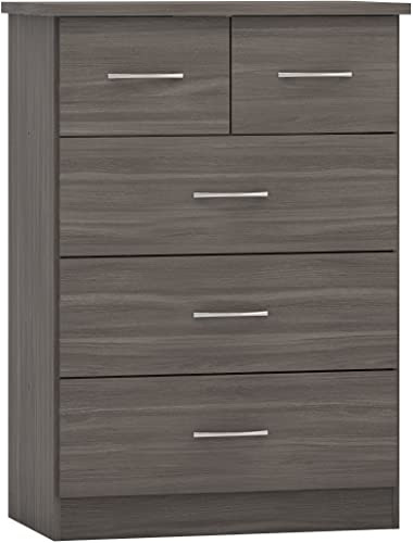 Seconique Nevada 3+2 Drawer Chest in Black Wood Grain