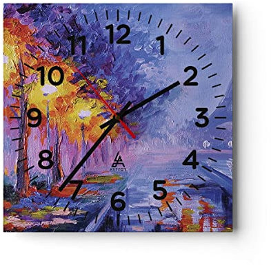 Modern Wanduhr Paris Laternen Eiffel 30x30cm Quadrat Klein Wand Uhr Glas Analog Zimmeruhren Küche Büro Wohnzimmer Glasuhr Wall Clock Dekoration Design Wanddekoration Küchenuhr C4AC30x30-4199