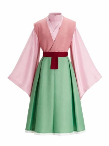 Haikyuu Damen Kimono Top und Rock Weste Cosplay Set mit Haarschmuck Anime Kostüm für Halloween Comic Con (groß)