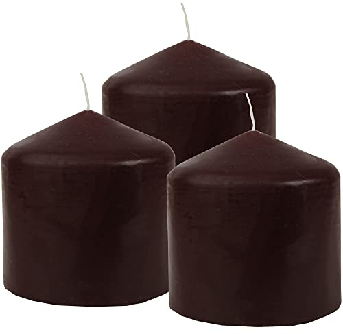 HS Candle Stumpenkerzen Wachskerzen Ø8cm x 8cm (3er Pack) Braun - Lange Brenndauer, Hergestellt in EU, Kerzen Blockkerzen - Wachs Stumpen