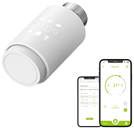 Qiumi Zigbee Thermostat Heizkörperventil, Smart Programmierbarer Thermostat, Temperaturheizung, Alexa, Googlehome Sprachsteuerung