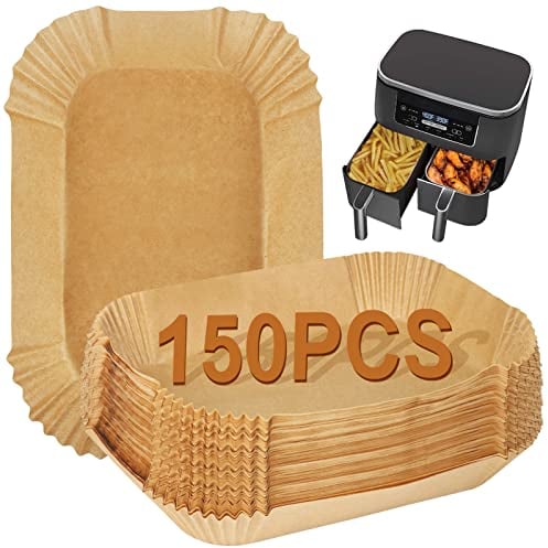 YQL Backpapier für Heißluftfritteuse, 150 Stück Airfryer Zubehör für Ninja Foodi Dual Zone 7,6L AF300EU/ AF200EU/ Foodi MAX Dual Zone 9,5L AF400EU/ AF400EUCP/ Ninja Double Stack xl SL400EU/ SL400EUCP