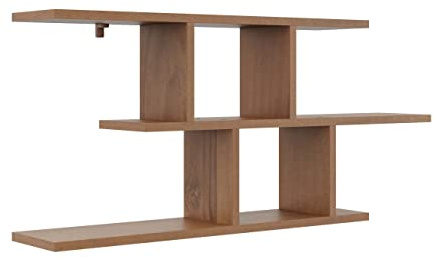KUBUTKU Dekorativ Wandregal mit 2 Böden 100x45x18 Design Skandinavischer Modern für Wohnzimmer Küche Büro Schlafzimmer Badezimmer Hängeregal Bücherregal (Nussbaum)