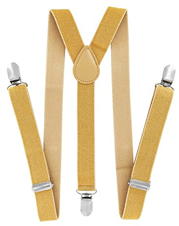 axy Kinder Jungen Hosenträger-Y Form breit 2,5 cm mit 3 Starken Clips, kombinierbar mit Fliege - Uni Farben