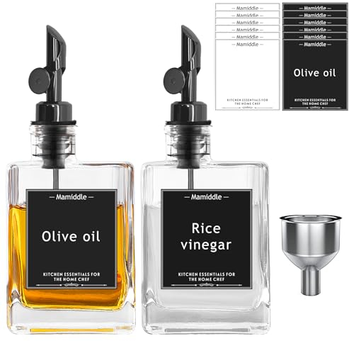 Mamiddle Set de Bouteilles d'Huile et de Vinaigre pour la Cuisine (Noir-280ml)