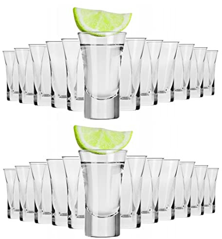 Alcohol Cage Tequilagläser 45 ml - 24 Stück Set - Kleine Gläser mit Schwerem Boden - Alkohol Shots Spülmaschinenfest - 78 x 46 mm