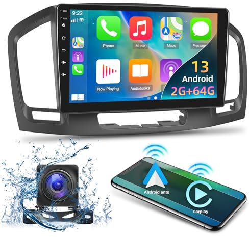 [2G+64G] Android Car Radio for Opel Insignia 2008-2013 / Buick Regal 2009-2013, 9 inch Touch Screen Insignia Stereo, Apple Carplay/Android Auto/Bluetooth/WiFi + AHD Backup Camera + MIC