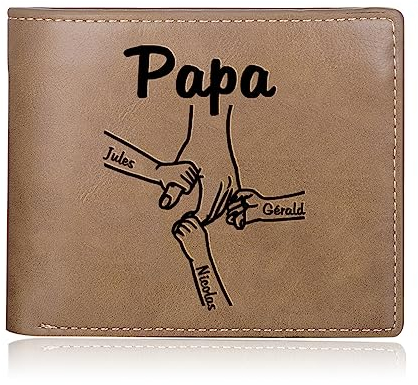 kaululu Geldbörse Herren Leder Portmonee Personalisiert Herren Geldbörse mit Gravur Namen Mini Portemonnaie Herren Personalisierte Geschenke Männer Vatertagsgeschenk Jahrestag Geschenk für Ihn