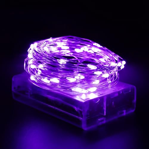 OWill Halloween Lights,100 LEDs Halloween Fairy Lights Battery Operated,10m Battery Fairy Lights Copper Wire String Lights for Indoor/Outdoor,Party,Decoration-Purple
