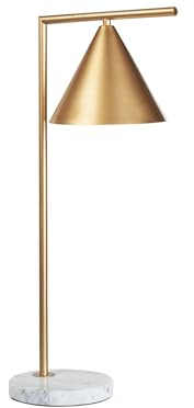 Beliani Tischlampe Metall gold mit Schirm Kegelform runder Marmorfuß 65 cm modern Mocal