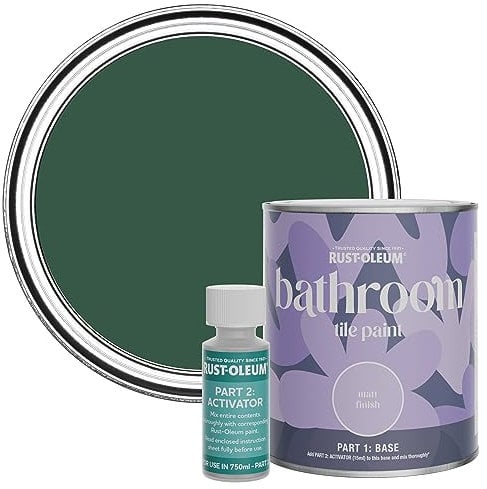 Rust-Oleum Green Water-Resistant Bathroom Tile Paint in Matt Finish - The Pinewoods 750ml
