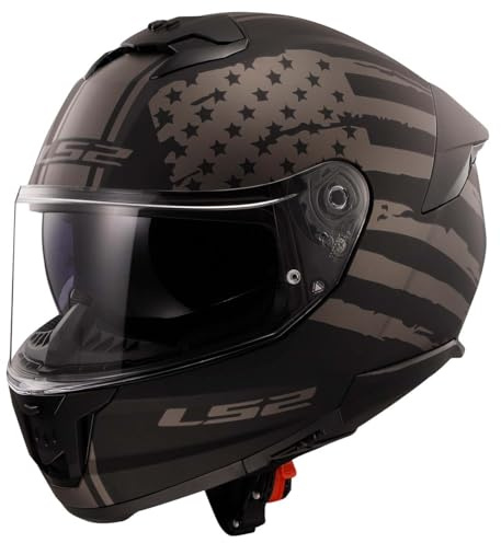 LS2 Helmets Stream II Full Face Motorcycle Helmet W/ SunShield (Matte America Gray/Black - Large)