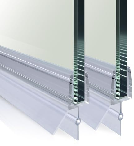 CKB Bodendichtung für Duschtüren, rahmenlos, 6 mm dicker Rahmen, Glastür-Dichtungsstreifen, stoppt Duschlecks, mit Tropfschiene, Länge 1200 mm, Glastürdichtungsstreifen, 2 Stück