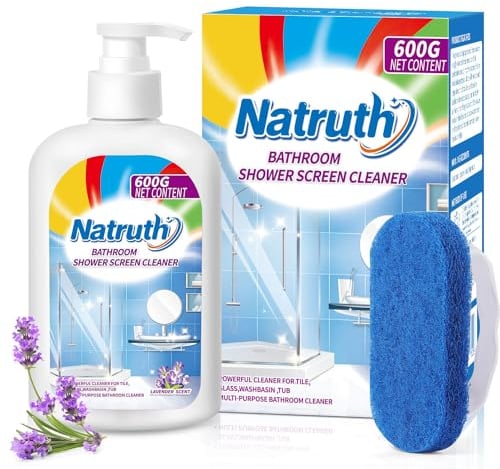 NATRUTH Lavender Bathroom Shower Screen Cleaner, 500ml/17.6oz Bathroom Glass Cleaner, Limescale Remover for Shower Screen