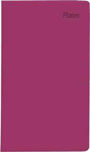 Zettler - Taschenplaner 2025 rosa, 9,5x16cm, Taschenkalender mit 64 Seiten in Kunststoffhülle, 1 Woche auf 1 Seite, separates Adressheft, Wochenzählung, Mondphasen und deutsches Kalendarium