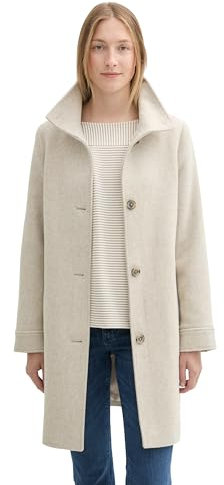 TOM TAILOR Damen 1042902 Mantel mit Stehkragen, 35923-Soft Ivory Twill Structure, XL