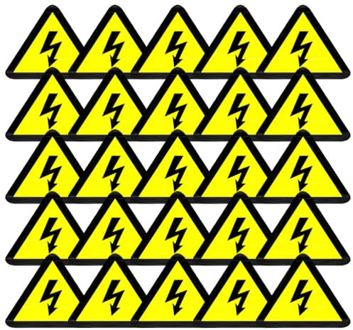 Gatuida 100 Pcs Danger Electrical Hazard Warning Signs: 50mm x 50mm Self Adhesive Electrical Safety Warning Vinyl Stickers, Triangular Signs