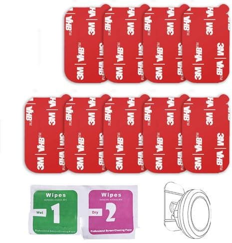 9 Packung Rechteck 3M klebriger klebender Ersatz Kit, für magnetische Auto Armaturenbrett Telefon Mount Basisaufkleber Teile Doppelseitige 3M VHB Band Klebepads (Rot)
