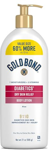 Gold Bond Diabetic Body Lotion, Dry Skin Relief with Vitamin E & Aloe to Soothe & Moisturize Flaky, Rough Skin, Value Size, 21 oz