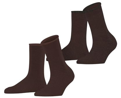 ESPRIT Damen Socken Allover Stripe Multipack W So Baumwolle gemustert 2 Paar, Braun Brown 0210, 35-38