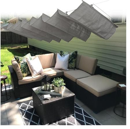 Voiles d'ombrage rétractables, Store Enrouleur Coulissant en Forme de U avec kit de Montage, Facile à Installer for la Couverture de pergola, auvent,for Porche, Jardin(Size:W2*L5m/W6.56*L16.41ft)