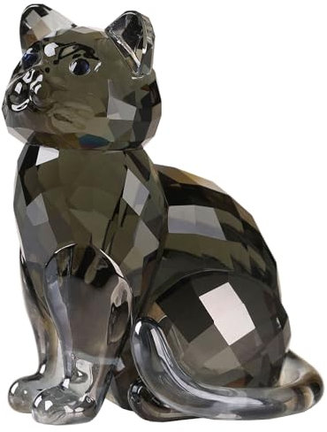 Kristallkatze realistische Tierkätzchen-Kunstfigur-Sammlung Tischdekoration Statue Heimdekoration (schwarz)